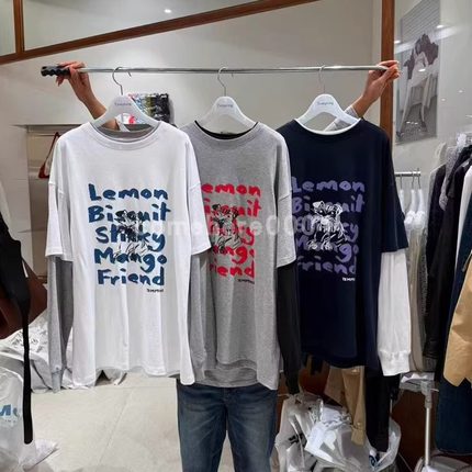 现货速发韩国东大门代购tempting2025秋季新款宽松拼接长袖T恤