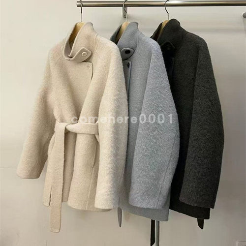 现货速发韩国东大门代购forst2025冬季新款立领腰带手工毛呢大衣