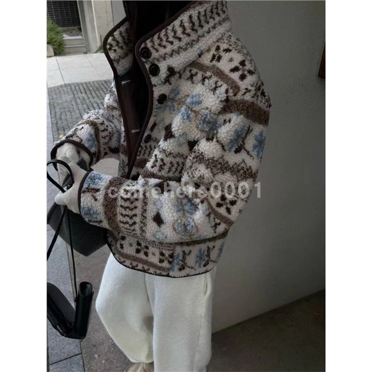 现货速发韩国东大门代购atmosphere2025冬季新款费尔岛印花短外套