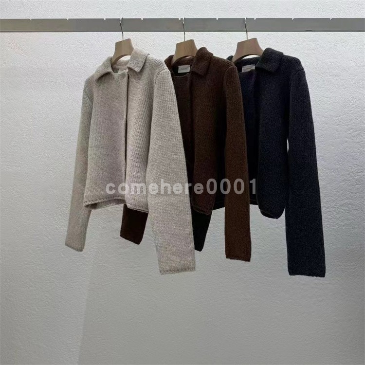 现货速发韩国东大门代购statement2025冬季新款翻领短款针织开衫