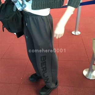 现货速发韩国东大门代购breathe2025秋季新款字母印花束脚卫裤