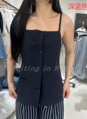 现货速发韩国东大门代购BAGUETTE2025夏季新款纯色系扣吊带背心