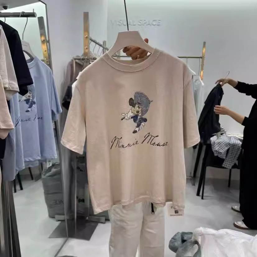 现货速发韩国东大门代购visual space女25夏雨伞米奇圆领短袖T恤