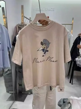 现货速发韩国东大门代购visual space女25夏雨伞米奇圆领短袖T恤