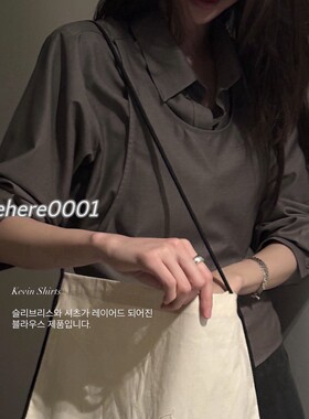 现货速发 韩代 londonflat 层次感拉满！假两件不规则系带衬衫