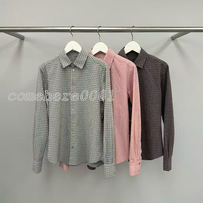 现速发韩国东大门代购water2026春夏新款复古个性格纹长袖衬衫