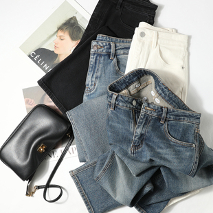 法棍牛仔裤 面料控BI入 重磅丹宁环保水洗百搭显瘦修褪复古烟管裤