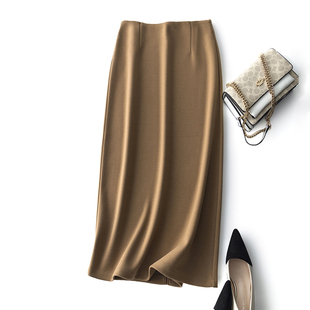 H版 气质羊毛半裙 立裁显瘦 直筒羊毛醋酸后开叉半身裙 一条搭所有