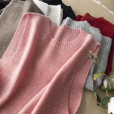 点子纱无缝一体圆领宽松针织背心