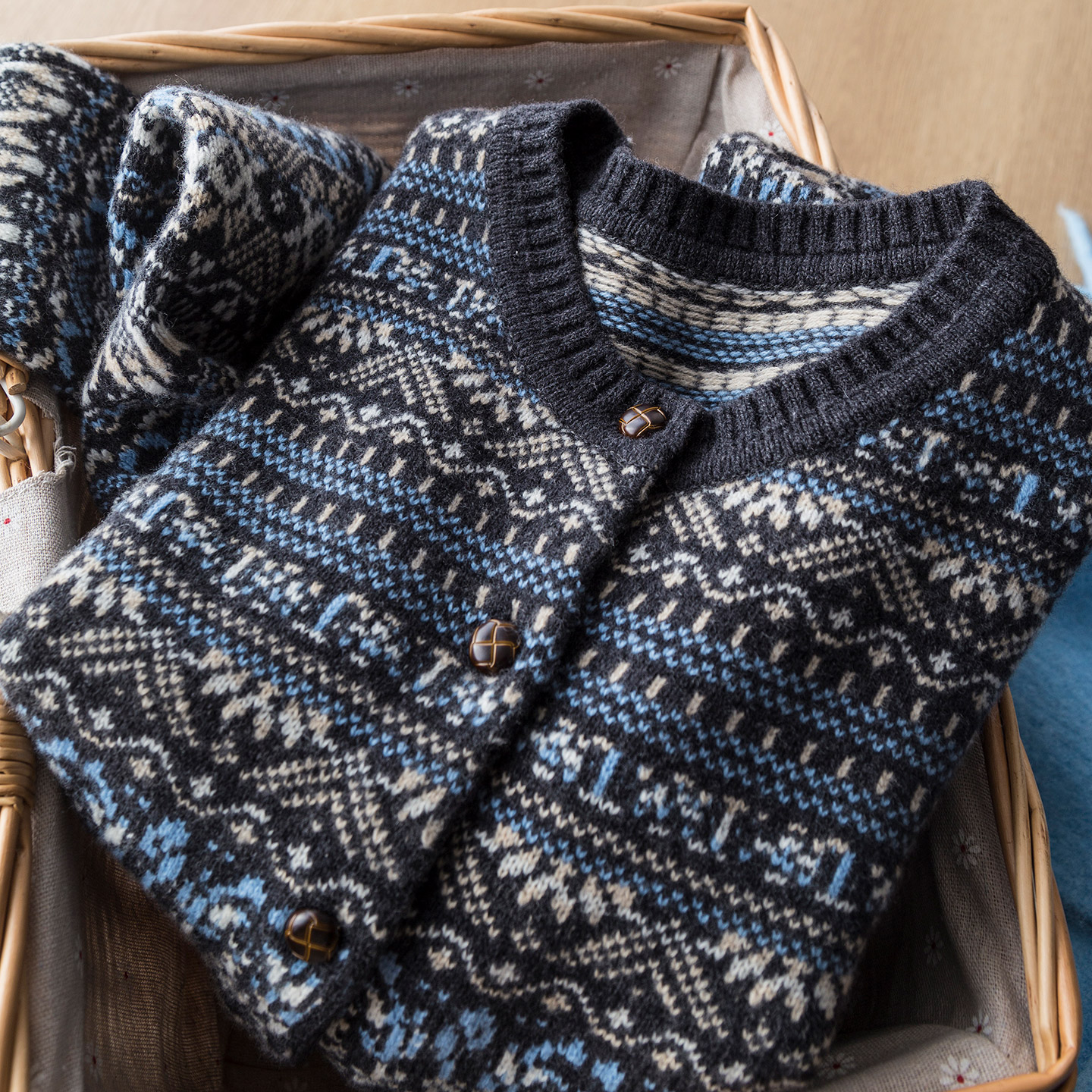 冰岛信笺~复古费尔岛100羊毛重磅提花粗纺软糯针织开衫毛衣外套女