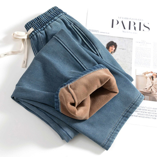 福利款~版型好显瘦显高加绒加厚保暖香蕉镰刀裤丹宁天丝牛仔裤女