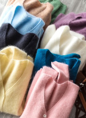 早秋超值~软糯丰盈拉绒羊毛羊绒衫无缝一体V领百搭基础针织衫毛衣