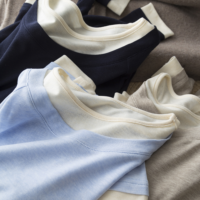 假两件天丝+羊毛圆领T恤