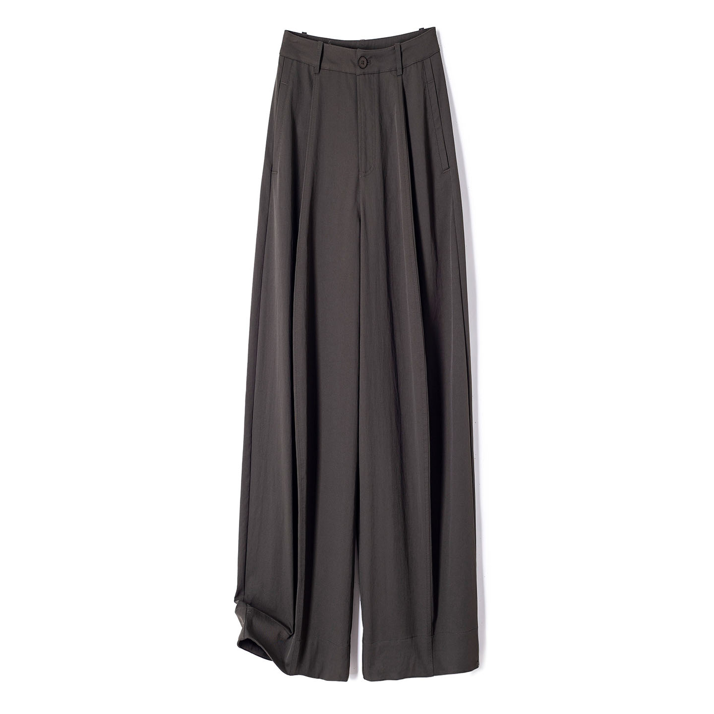 三角标，自带腔调，主打一个有范~高腰休闲宽松阔腿微弧直筒裤女