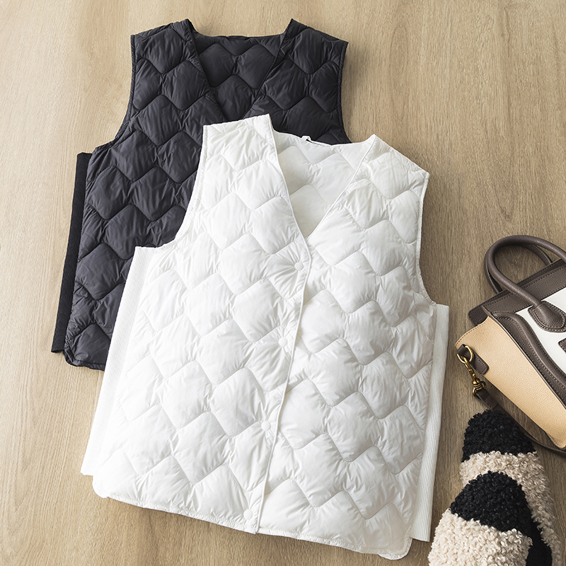 90白鸭绒波浪纹内搭外穿羽绒马甲