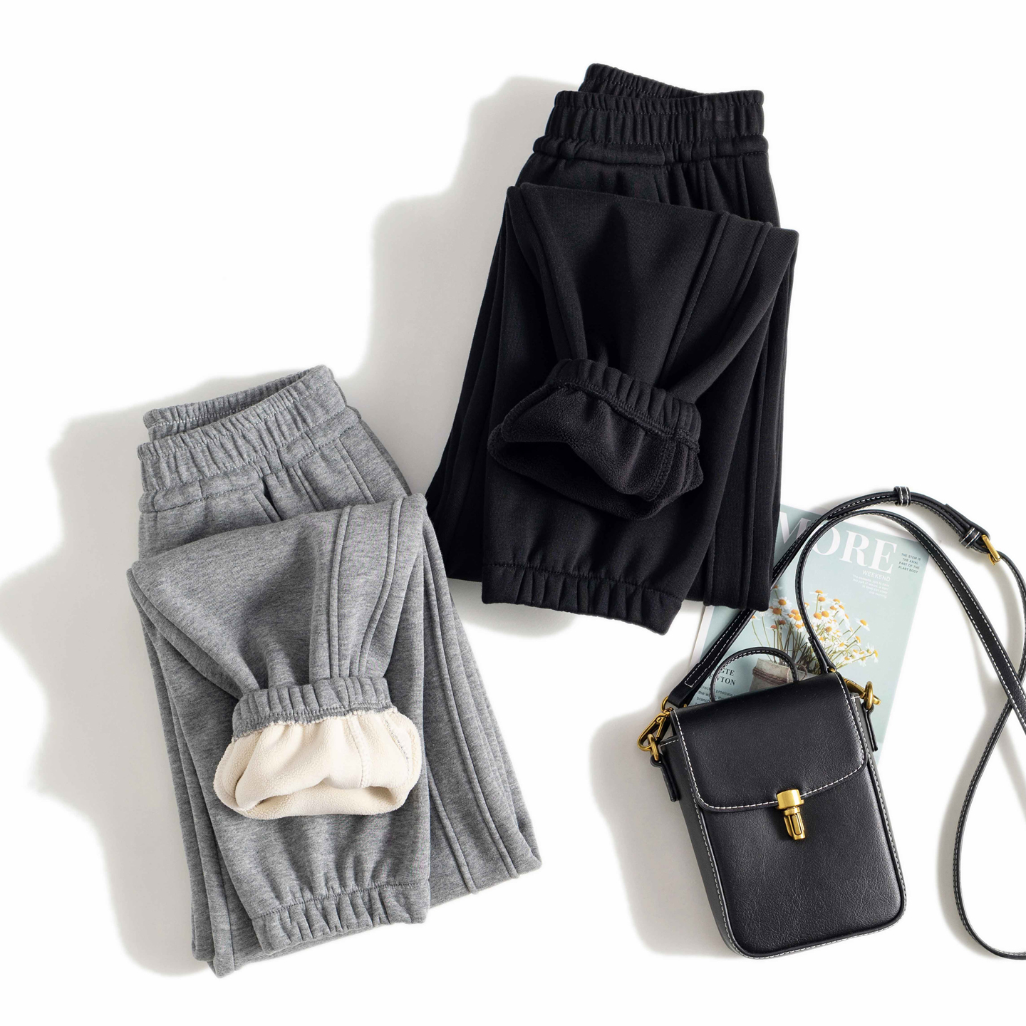 加绒加厚宽松运动束脚休闲卫裤恨