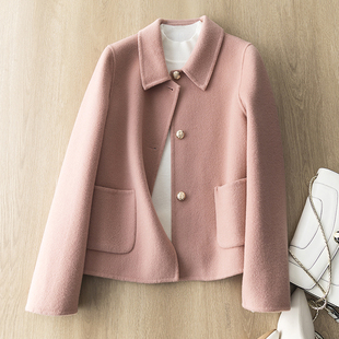 100绵羊毛呢子大衣短款小香风外套女高级质感金属扣双面呢小个子