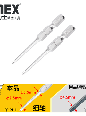 安力士 ANEX 细轴批头40V细杆单头强磁螺丝刀 十字批咀螺丝批ASKM