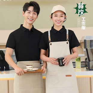 餐饮服务员工作服T恤定制夏季短袖酒店快餐烧烤饭店超市工衣透气