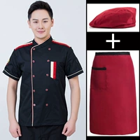 Черный красный фартук, короткий рукав