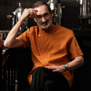 夏季高级厨师专用工作服短袖男透气高档酒店餐饮西餐厅后厨房定制