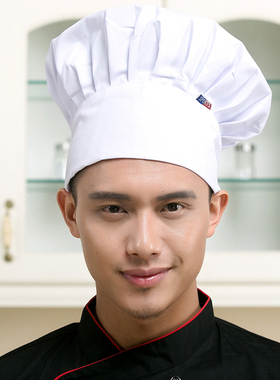 厨房酒店工作帽布男女帽子厨师帽