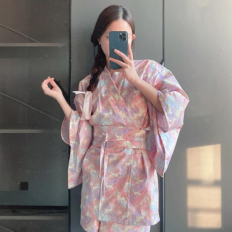 和风可爱日式小短款和服浴服