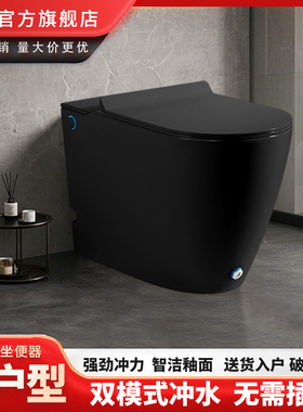 亚光黑色马桶无水箱小户型节水小坐便器家用卫生间电动座便器陶瓷