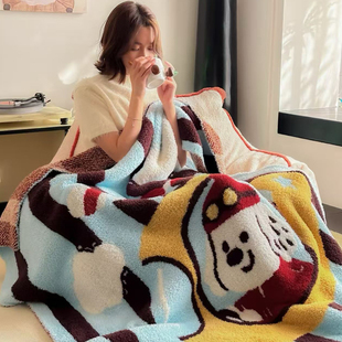 可爱卡通风针织毛毯家居美容院沙发午睡盖毯旅行披肩休闲装饰毯子