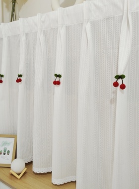 简约现代小清新短帘柜子遮挡帘杂物遮丑帘免打孔粘贴半帘纯色窗帘