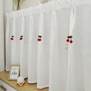 简约现代小清新短帘柜子遮挡帘杂物遮丑帘免打孔粘贴半帘纯色窗帘