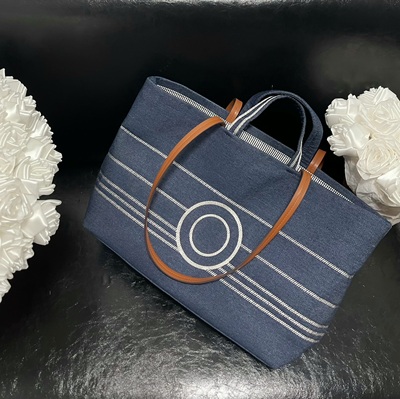 2025新款复古牛仔女包条纹大容量腋下托特包小香风百搭款帆布大包