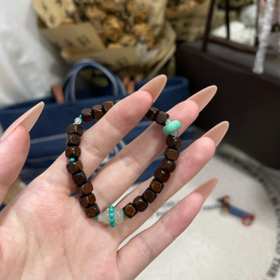 YQ原创设计不规则复古木珠小葫芦手串一对一尺寸定制串珠弹力手链