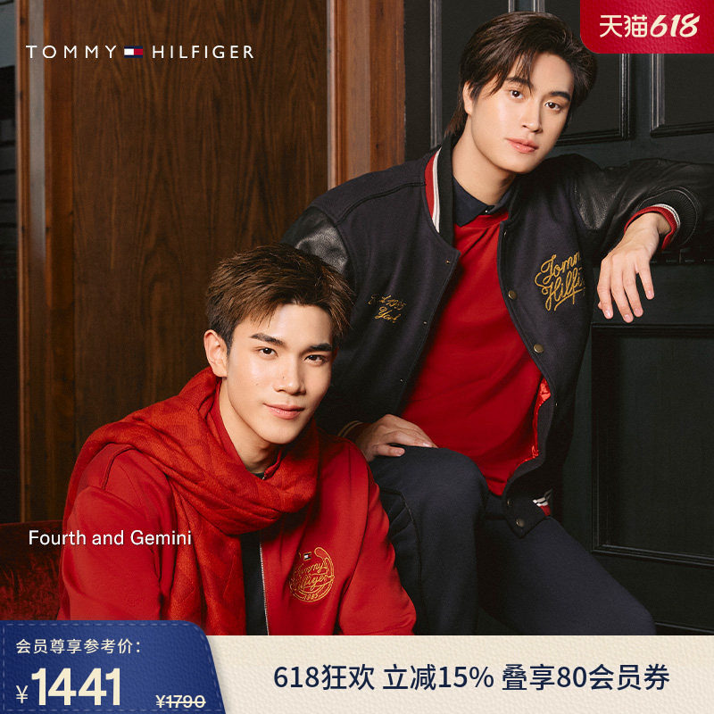 【马年新年系列】明星同款Tommy26春夏男装重磅斜纹立领开衫卫衣