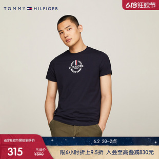 平纹针织 Tommy 24新款 T恤34388 春夏男纯棉徽章印花修身 短袖