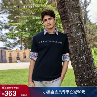 上衣T恤 纯棉休闲通勤标语印花纯色圆领短袖 Tommy26春夏新款 男装