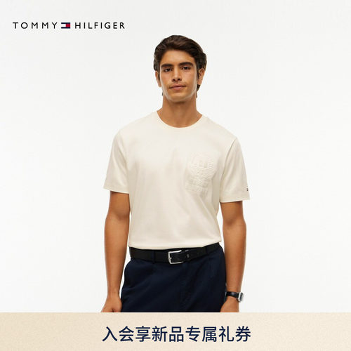 Tommy男装双面布徽章图案T恤