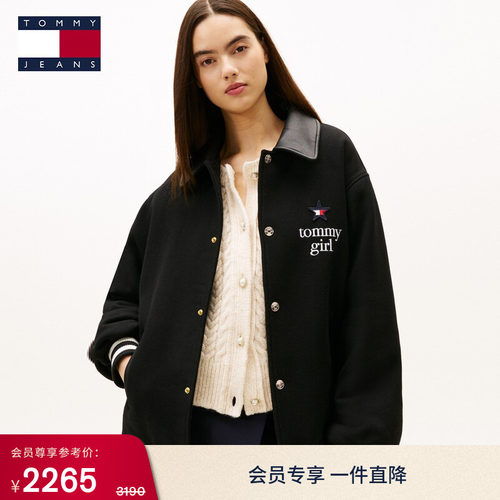 Tommy女装羊毛混纺翻领宽松棉服