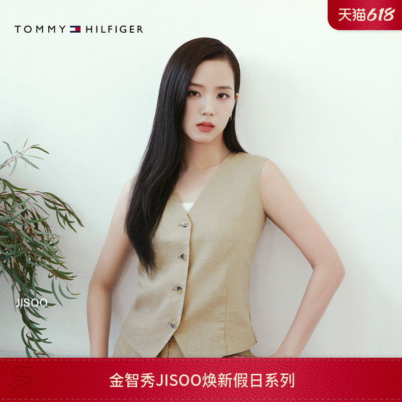 【金智秀同款】Tommy26春夏新款女装亚麻混纺休闲通勤V领西装马甲