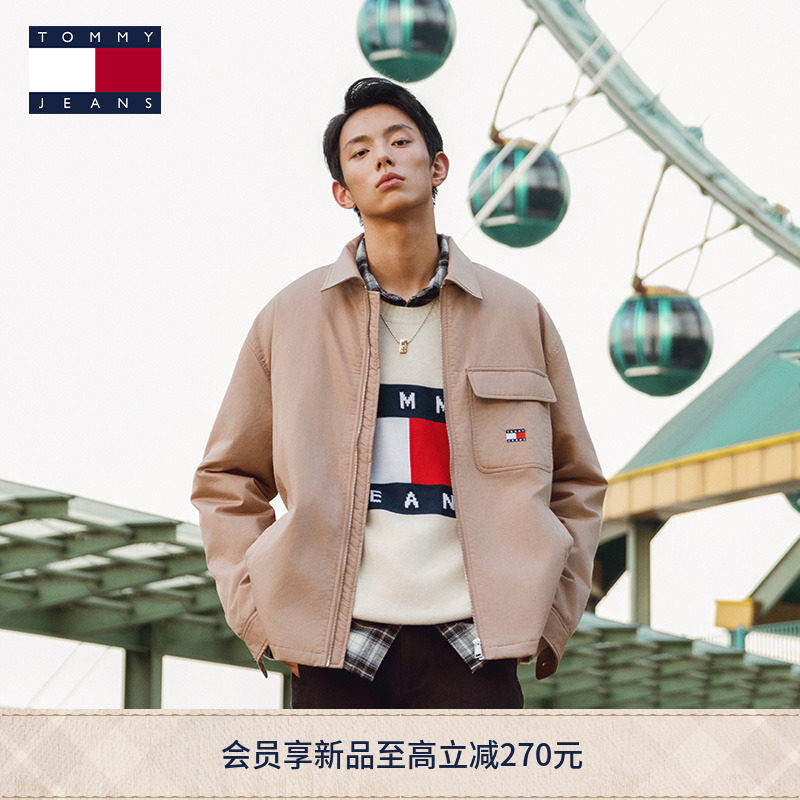 Tommy男装纯棉旗标提花针织衫