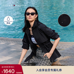 Tommy26春夏新款 女抽绳收腰可收纳连帽立领夹克外套 户外防水