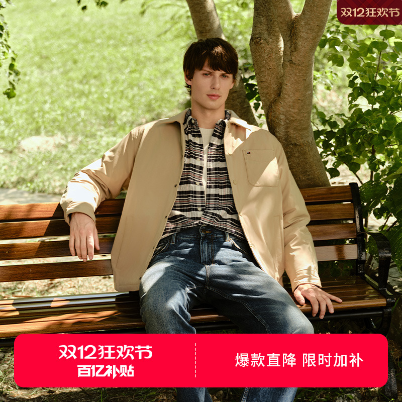 Tommy男装轻薄鹅绒翻领羽绒服