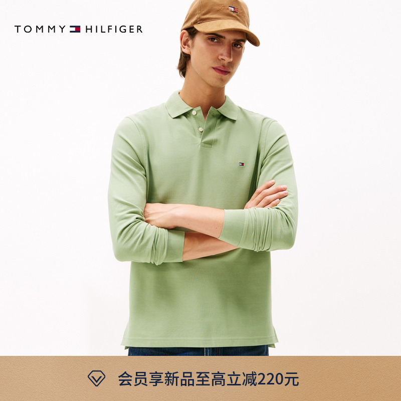 Tommy男装经典1985纯色长袖POLO