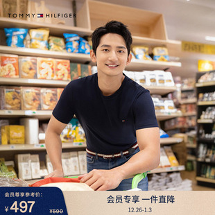 T恤 纯棉刺绣圆领打底内搭休闲通勤多色短袖 Tommy25秋冬新款 男装