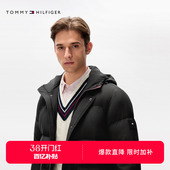 Tommy秋冬男撞色门襟大口袋加厚保暖连帽羽绒服外套 户外防水