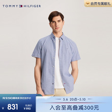 Tommy 24新款春夏男装牛津纺休闲简约小格纹合身短袖衬衫78JA223