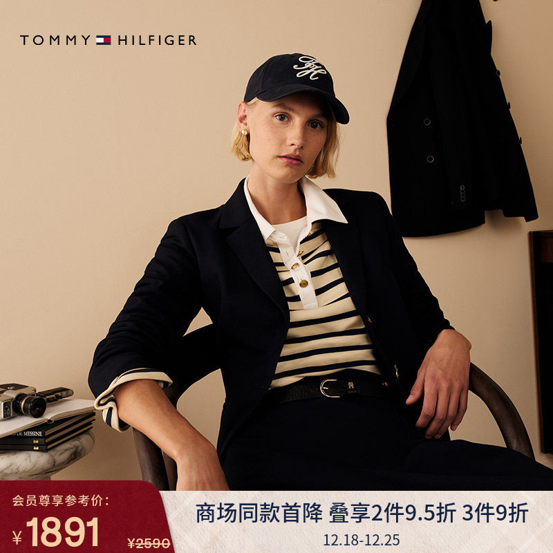 Tommy女装徽章刺绣修身西装外套