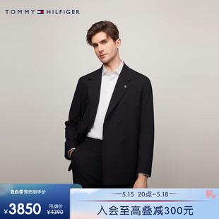 Tommy 春夏男羊毛混纺暗条纹双排扣西装 外套01670 LARDINI24新款