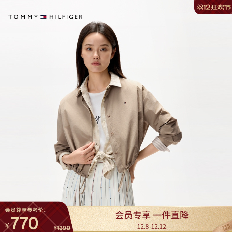 Tommy女装抽绳下摆宽松长袖衬衫