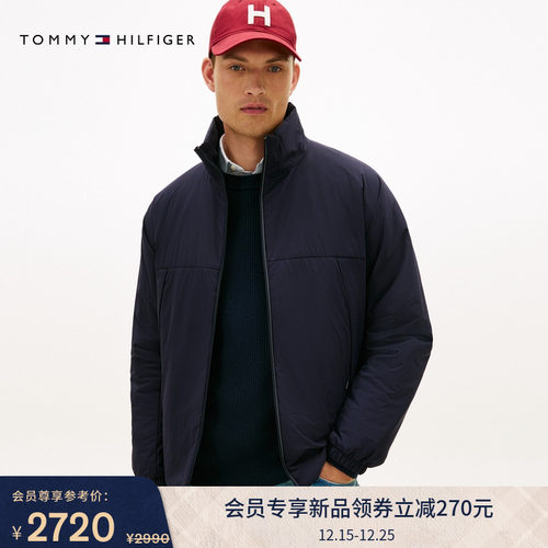 Tommy男装宽松立领连帽棉服外套